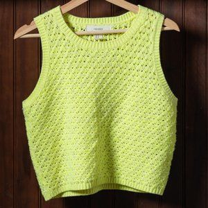 Neon Yellow Cropped Sleeveless Sweater Vest Sz M